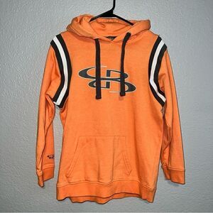 Boombah Youth Logo Drawstring Kanga Pocket Pullover Hoodie Sweatshirt Orange XL